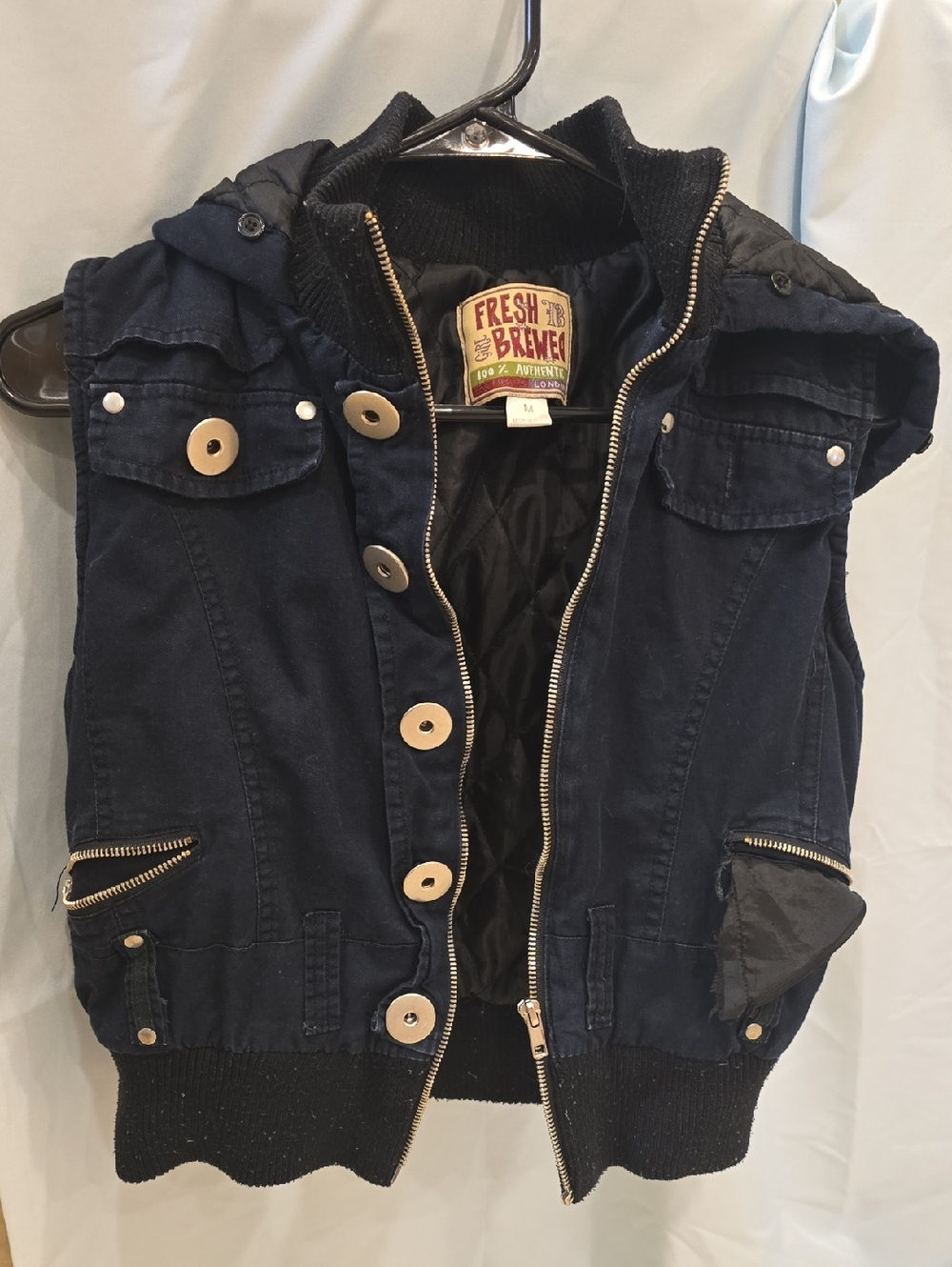 Fresh Brewed Navy Sleeveless Utility Jacket